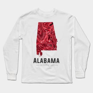 Alabama state map abstract red Long Sleeve T-Shirt